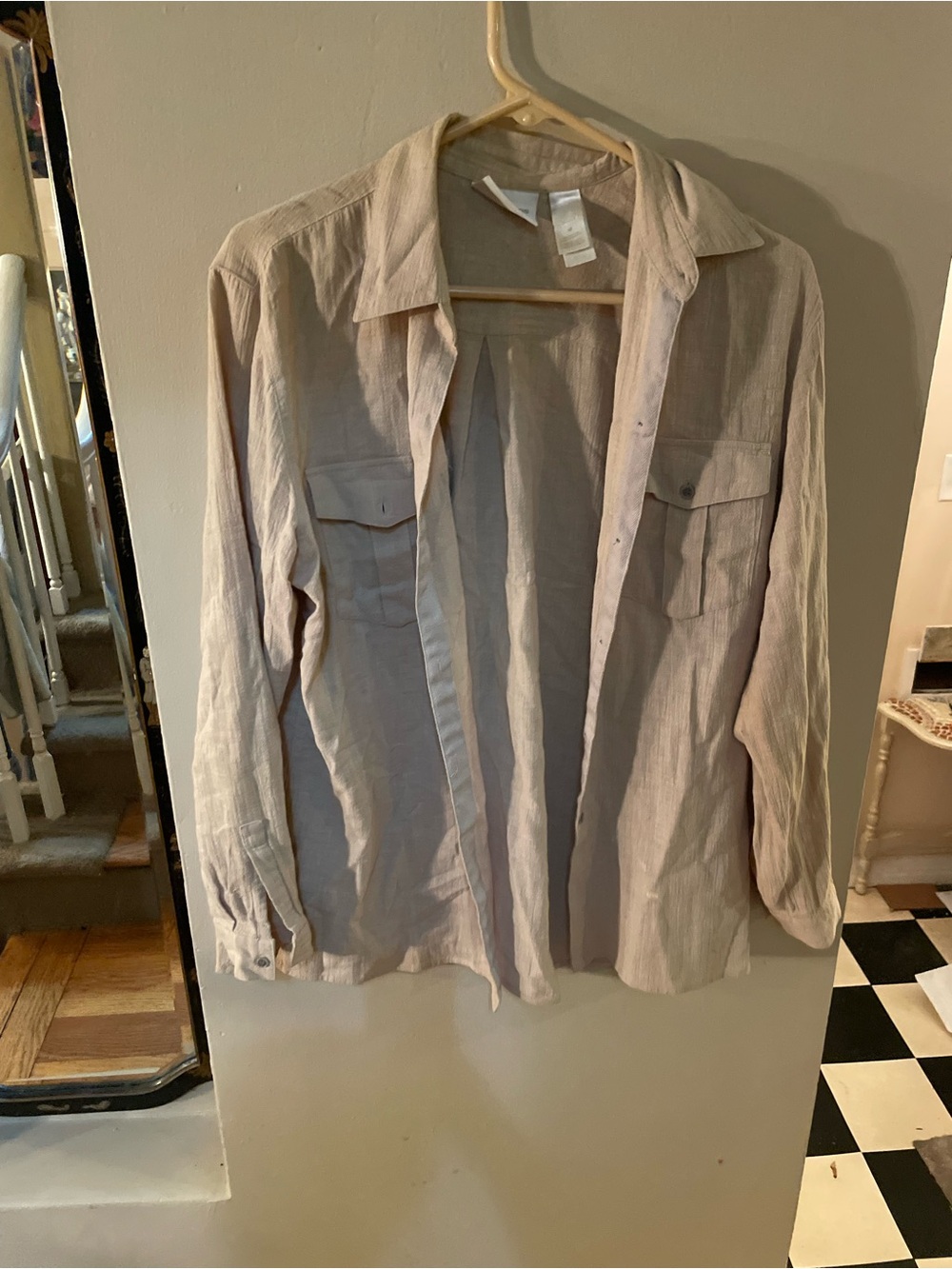 Vintage 90s Liz Claiborne Lightweight button down Shirt in Beige
